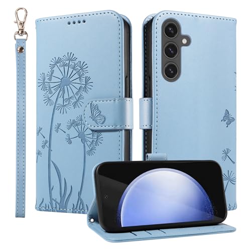 Trugox Handyhülle für Samsung Galaxy S24 FE 5G Klapphüll Löwenzahn Hülle Klappbare mit Kartenfach Handytasche Schutzhülle Handy Tasche Leder Wallet Flip Case Cover - Azur Trugox Handyhülle für Samsung Galaxy S24 FE 5G Klapphüll Löwenzahn Hülle Klappbare mit Kartenfach Handytasche Schutzhülle Handy Tasche Leder Wallet Flip Case Cover - Azur von Trugox