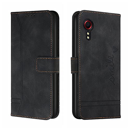 Trugox Handyhülle für Samsung Galaxy Xcover 5 / Xcover5 Hülle Klappbar Klapphülle mit Kartenfach Handytasche Handy Schutzhülle Tasche Leder Wallet Flip Case Slim Book Cover - Schwarz von Trugox