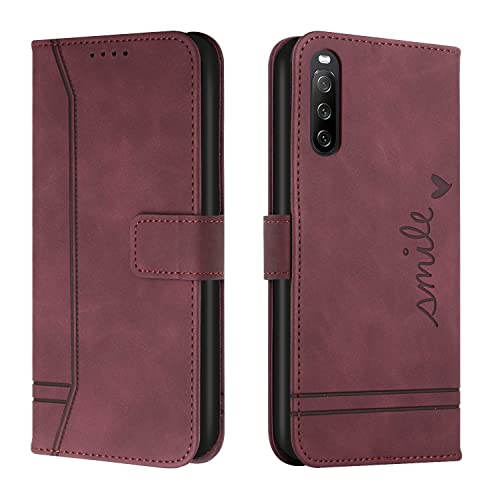 Trugox Handyhülle für Sony Xperia 10 IV 2022 Hülle Klappbar Klapphülle mit Kartenfach Handytasche Handy Schutzhülle Tasche Leder Wallet Flip Case Slim Book Cover - Bordeauxrot Trugox Handyhülle für Sony Xperia 10 IV 2022 Hülle Klappbar Klapphülle mit Kartenfach Handytasche Handy Schutzhülle Tasche Leder Wallet Flip Case Slim Book Cover - Bordeauxrot von Trugox