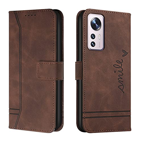 Trugox Handyhülle für Xiaomi 12 Lite 5G Hülle Klappbar Klapphülle mit Kartenfach Handytasche Handy Schutzhülle Tasche Leder Wallet Flip Case Slim Book Cover - Braun von Trugox