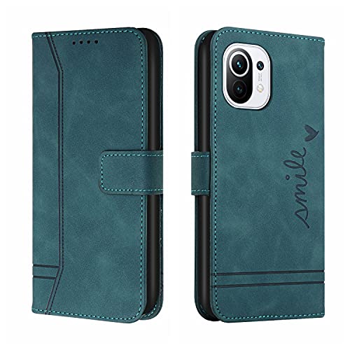 Trugox Handyhülle für Xiaomi Mi 11 Lite/Xiaomi 11 Lite 5G NE Hülle Klappbar Klapphülle mit Kartenfach Handytasche Handy Schutzhülle Tasche Leder Wallet Flip Case Slim Book Cover - Blau Grün von Trugox