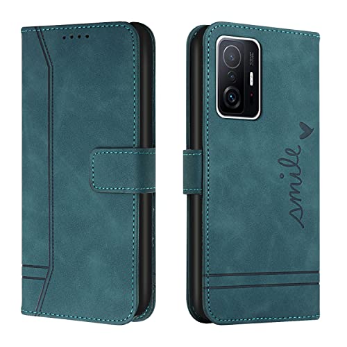 Trugox Handyhülle für Xiaomi Mi 11T 5G / Xiaomi 11T Pro 5G Hülle Klappbar Klapphülle mit Kartenfach Handytasche Handy Schutzhülle Tasche Leder Wallet Flip Case Slim Book Cover - Blau Grün von Trugox