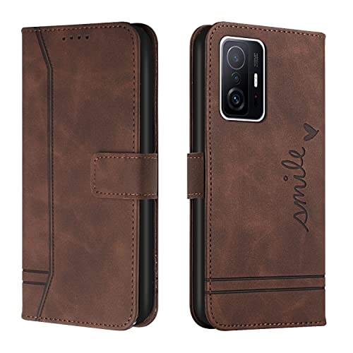 Trugox Handyhülle für Xiaomi Mi 11T 5G / Xiaomi 11T Pro 5G Hülle Klappbar Klapphülle mit Kartenfach Handytasche Handy Schutzhülle Tasche Leder Wallet Flip Case Slim Book Cover - Braun von Trugox