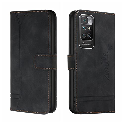 Trugox Handyhülle für Xiaomi Redmi 10 Hülle Klappbar Klapphülle mit Kartenfach Handytasche Handy Schutzhülle Tasche Leder Wallet Flip Case Slim Book Cover - Schwarz von Trugox