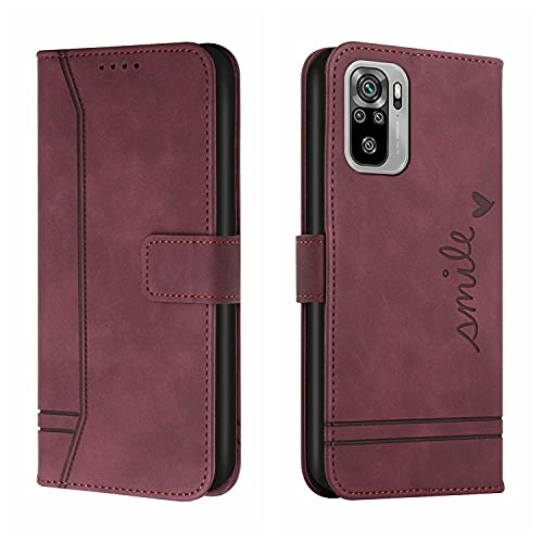 Trugox Handyhülle für Xiaomi Redmi Note 10S Hülle Klappbar Klapphülle mit Kartenfach Handytasche Handy Schutzhülle Tasche Leder Wallet Flip Case Slim Book Cover - Bordeauxrot von Trugox