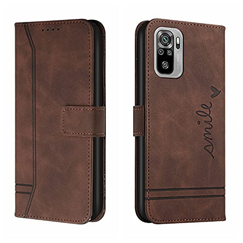 Trugox Handyhülle für Xiaomi Redmi Note 10S Hülle Klappbar Klapphülle mit Kartenfach Handytasche Handy Schutzhülle Tasche Leder Wallet Flip Case Slim Book Cover - Braun von Trugox