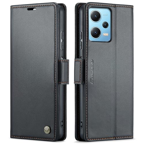 Trugox Handyhülle für Xiaomi Redmi Note 12 5G / Poco X5 5G Hülle Klappbar Klapphülle mit Kartenfach RFID Schutz Handytasche Schutzhülle Handy Tasche Leder Wallet Flip Case Cover - Schwarz von Trugox