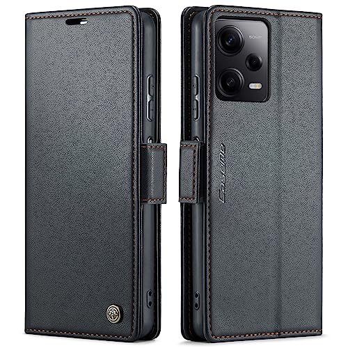 Trugox Handyhülle für Xiaomi Redmi Note 12 Pro 5G Hülle Klappbar Klapphülle mit Kartenfach RFID Schutz Handytasche Schutzhülle Handy Tasche Leder Wallet Flip Case Cover - Schwarz von Trugox