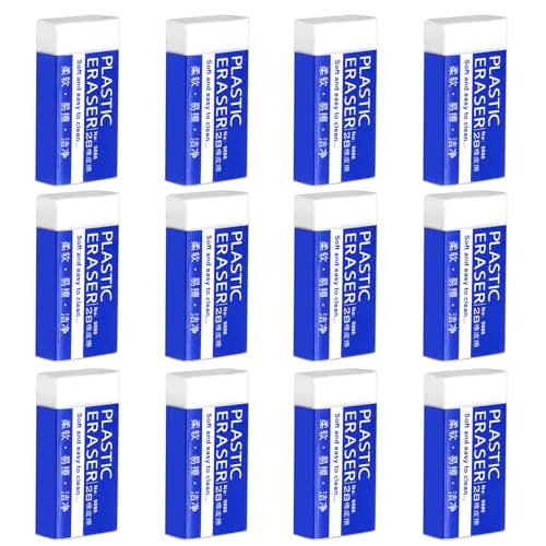 12 Stück Radiergummi 2B Weich Radierer Weiße Radiergummis Set Eraser Weicher Plastik 2B Radiergummi Für Schule Skizzen Malerei Schule Büro Zeichen Bleistifte und Buntstifte Mitgebsel (Kleinformat) von Trukafie