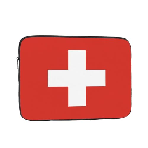 Trukd Schutz: Laptophülle, Hülle, Hülle und Tasche, Schweizer Flagge, Notebook-Aktentasche 25,4 cm, 30,5 cm, 33 cm, 38,1 cm, 43,2 cm von Trukd