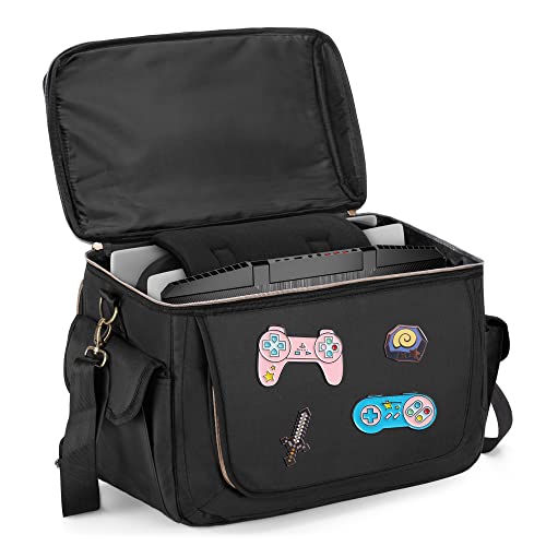 Trunab Gaming Console Tasche, Kompatibel mit PS5/PS4/Xbox One, Schützende Reisetasche für Controller, 15,6-Zoll-Laptop, Monitor, Headsets, Gaming-Discs, Ladegerät und Weiteres Gaming-Zubehör von Trunab