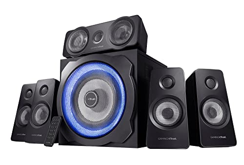 Trust Gaming 21738 GXT 658 Tytan 5.1 Surround PC Lautsprecher mit Subwoofer, Speakers mit LED Beleuchtung, Soundsystem für PC, Laptop, Konsole, TV, Schwarz, 180 W (90 W RMS) von Trust Gaming