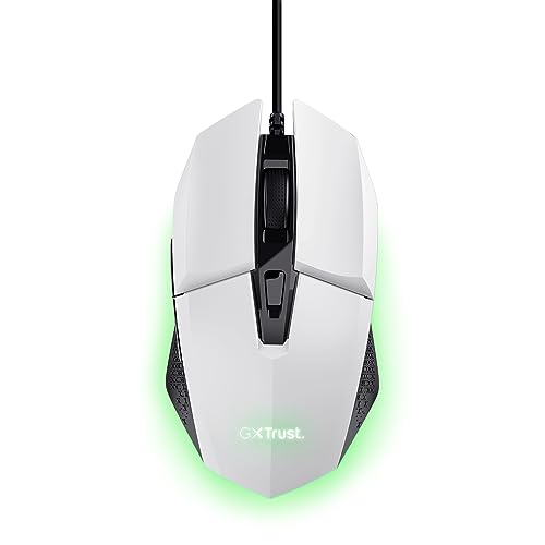 Trust Gaming GXT 109W Felox Gaming Maus mit 6 Programmierbare Tasten, Mehrfarbige LED-Beleuchtung, 200-6400 DPI, USB Kabel 150 cm, PC Maus mit Integrierte Software für Computer/Laptop - Weiß von Trust Gaming