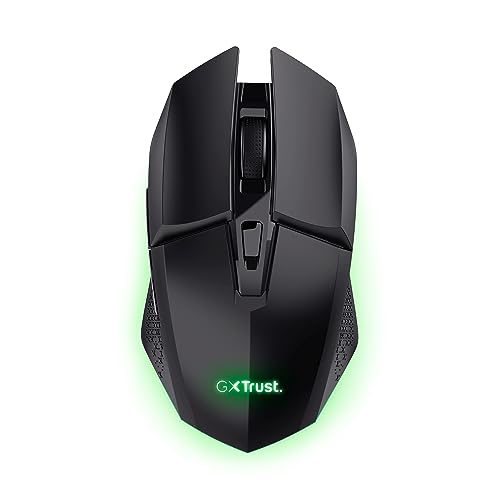 Trust Gaming GXT 110 Felox Wiederaufladbare Kabellose Gaming-Maus, 80 Stunden Akkulaufzeit, 800-4800 DPI, LED-Beleuchtung, 6 Tasten, Wireless Mouse für PC, Laptop, Computer, Windows – Schwarz von Trust Gaming