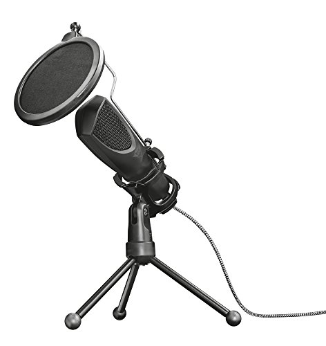 Trust Gaming GXT 232 Mantis USB Mikrofon mit Popfilter und Dreibeinstativ, Microphone für PC, Laptop, PS4 und PS5, Streaming, Podcast, Voice-Over – Schwarz von Trust Gaming