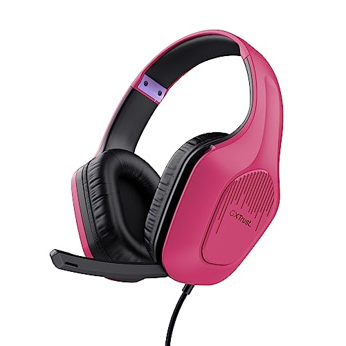 Trust Gaming GXT 415P Zirox Leichtes Gaming Headset mit 50-mm-Treiber für PC, Xbox, PS4, PS5, Switch, Mobile, 2-m-Kabel, 3,5-mm-Audioanschluss, Over-Ear Kopfhörer mit Kabel - Rosa von Trust Gaming