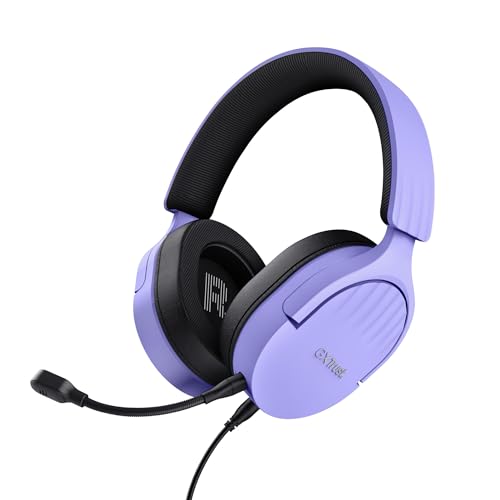 Trust Gaming GXT 489P Fayzo Gaming Headset für PC, PS5, PS4, Xbox Series X|S, Switch, 3,5-mm Klinke, 35% Recyclingkunststoff, Over-Ear Kopfhörer, Mikrofon mit Geräuschunterdrückung - Purpur von Trust