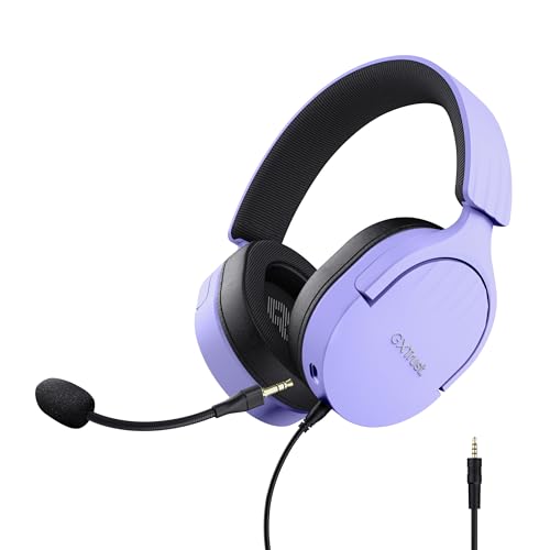 Trust Gaming GXT 489P Fayzo Gaming Headset für PC, PS5, PS4, Xbox Series X|S, Switch, 3,5-mm Klinke, 35% Recyclingkunststoff, Over-Ear Kopfhörer, Mikrofon mit Geräuschunterdrückung - Purpur von Trust