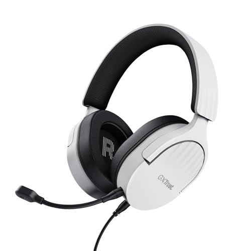 Trust Gaming GXT 489W Fayzo Gaming Headset für PC, PS5, PS4, Xbox Series X|S, Switch, 3,5-mm Klinke, 35% Recyclingkunststoff, Over-Ear Kopfhörer, Mikrofon mit Geräuschunterdrückung - Weiß von Trust