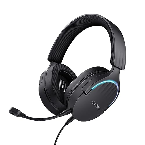 Trust Gaming GXT 490 Fayzo Gaming Headset USB 7.1 Surround Sound, 50mm Treiber, 85% Recyclingkunststoff, Mikrofon mit Geräuschunterdrückung, RGB Over-Ear Kopfhörer für PC PS5 - Schwarz von Trust