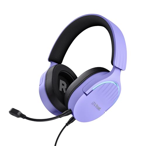 Trust Gaming GXT 490P Fayzo Gaming Headset USB 7.1 Surround Sound, 50mm Treiber, 35% Recyclingkunststoff, Mikrofon mit Geräuschunterdrückung, RGB Over-Ear Kopfhörer für PC PS5 - Purpur von Trust