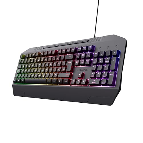 Trust Gaming GXT 836 Evocx Gaming Tastatur mit Deutsches QWERTZ Layout, 78% Recyclingkunststoff, RGB-Beleuchtung, Anti-Ghosting, Medientasten, Gaming Keyboard USB für PC/Laptop - Schwarz von Trust Gaming