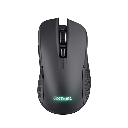 Trust Gaming GXT 923 Ybar Wiederaufladbare Kabellose Gaming-Maus, Geringer Latenz 2.4GHz, 50 Stunden Akkulaufzeit, 200-7200 DPI, 69% Recyclingkunststoff, PC, Laptop, Computer, Windows – Schwarz von Trust Gaming