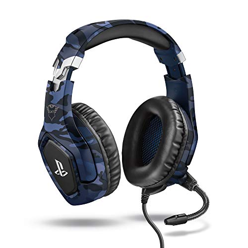 Trust Gaming Headset GXT 488 Forze-B - Offiziell Lizenziert für Playstation - PS4 und PS5 Headset mit Klappbarem Mikrofon und Einstellbarem Kopfbügel, 3.5mm, Over-Ear Kopfhörer mit Kabel - Blau von Trust Gaming