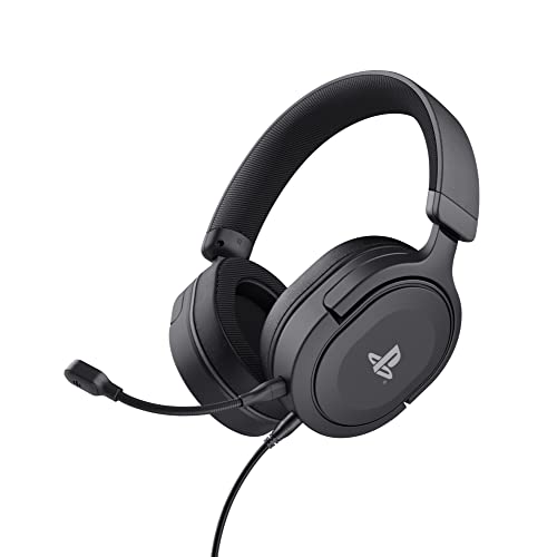 Trust Gaming Headset GXT 498 Forta Offiziell Lizenziert für Playstation 5, Nachhaltig, PS4 / PS5 Headset, 1,2 m Kabel, 50mm-Treiber, Abnehmbares Mikrofon, Verstellbare Over-Ear Kopfhörer, Schwarz von Trust Gaming