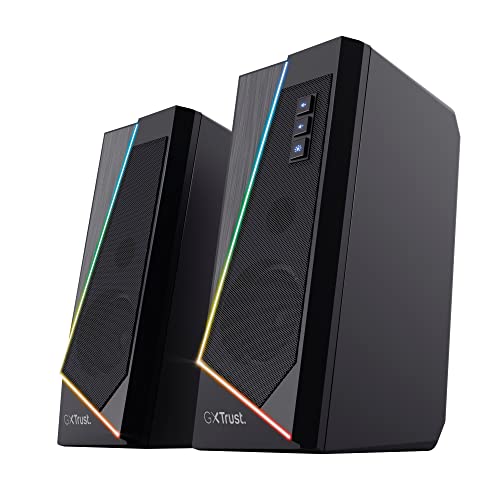 Trust Gaming Lautsprecher für PC GXT 609 Zoxa - Computer Boxen, Lautsprecherset mit 6 Verschiedene RGB Beleuchtungsarten, Stromversorgung über USB, 12W, PC/Laptop, Schwarz von Trust Gaming