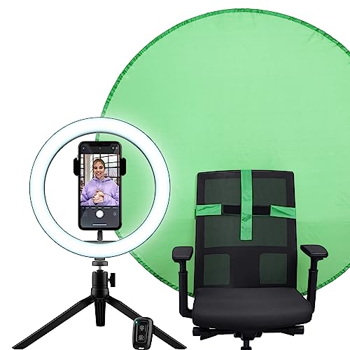 Trust Maku+ Ringlicht mit Greenscreen Hintergrund, LED Selfie Ringleuchte mit Bluetooth Fernbedienung für TikTok, YouTube, Videoanruf, Streaming, Makeup, Fotografie, Vlog, Gaming, Smartphone von Trust Gaming