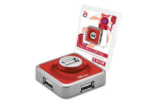 Trust 4 Port USB 2.0 Micro Hub rot von Trust