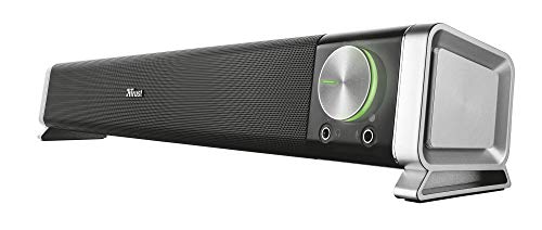 Trust Asto Soundbar 12 W Spitzenleistung (6 W RMS), PC Lautsprecher, USB Betrieb, 3,5 mm AUX Anschluss, Stereo Soundsystem, Computer Boxen für PC, Laptop, Monitor, TV, Musik, Audio - Schwarz von Trust