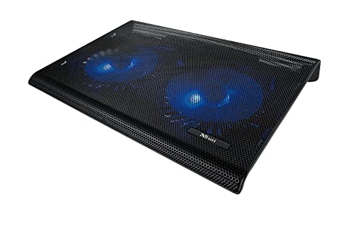 Trust Azul Laptop-Kühlständer für 17,3 Zoll Laptops, Blaue Beleuchtung, USB-Betrieb Laptop-Kühler Ständer, Kühlpad mit 2 Lüfter für Notebook, Netbook, MacBook - Schwarz von Trust