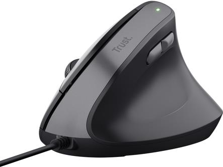Trust Bayo II - Vertikale Maus - ergonomisch - Für Rechtshänder - optisch - 6 Tasten - kabelgebunden - USB-A - Schwarz (25144) von Trust