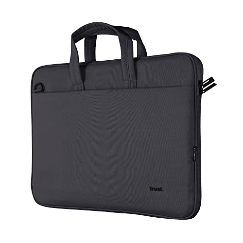 Trust Bologna Slim Laptop Eco Tasche bis 16 Zoll aus Recyceltem Kunststoff, mit Schultergurt, Nachhaltige Umhängetasche für Reisen, Business, Büro, Schule - Schwarz Trust Bologna Slim Laptop Eco Tasche bis 16 Zoll aus Recyceltem Kunststoff, mit Schultergurt, Nachhaltige Umhängetasche für Reisen, Business, Büro, Schule - Schwarz von Trust
