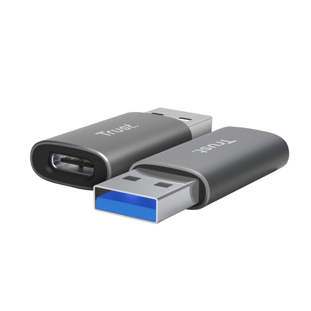 Trust Calyx Adapter USB-A auf USB-C, 2er Pack - Schwarz Trust Calyx Adapter USB-A auf USB-C, 2er Pack - Schwarz von Trust
