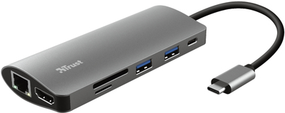 Trust Dalyx 7-in-1 USB-C Multiport Adapter - Dockingstation - USB-C 3,2 - HDMI - 1GbE (23775) von Trust
