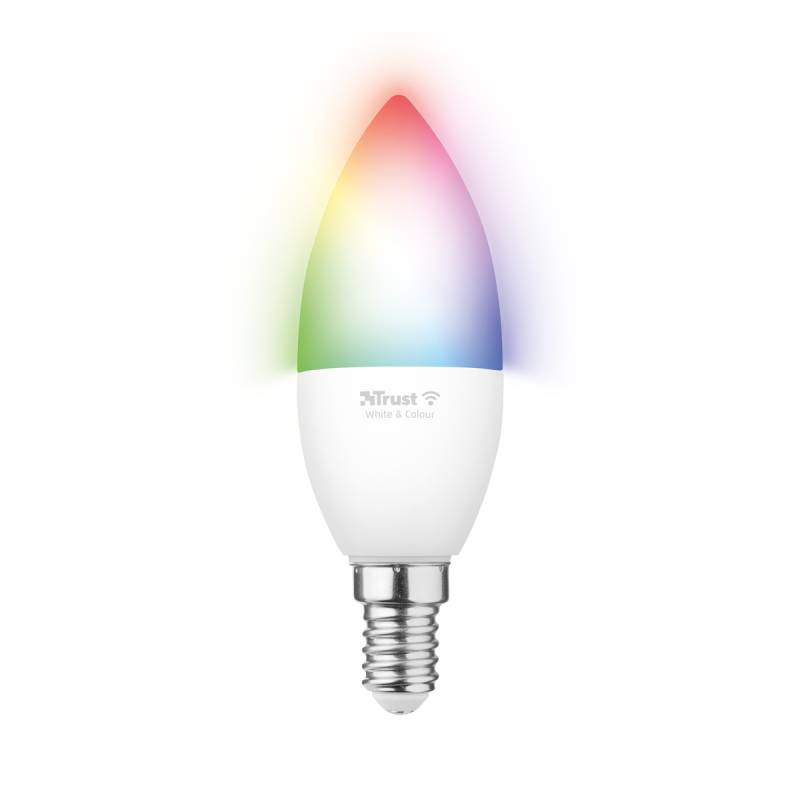 Trust E14 DUO-PACK LED RGBCW CANDLE WI-FI Smarte WiFi LED-Lampe, weiß und farbig, Fassung E14, von Ihrem Smartphone/Tablet zu steuern von Trust