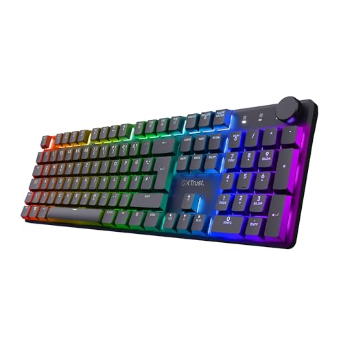 Trust Gaming GXT 868 Torix Mechanische Tastatur Kabellos Deutsches QWERTZ Layout, RGB Wiederaufladbare Gaming Tastatur 2.4GHz 100H Akkulaufzeit, Huano-Switches Flache Tasten, Programmierbar, PC Laptop von Trust Gaming