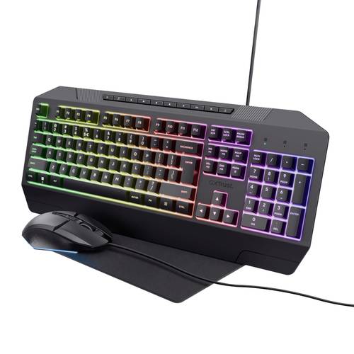 Trust GXT791 Kabelgebunden Gaming-Tastatur, Maus-Set Beleuchtet Deutsch, QWERTZ Schwarz von Trust