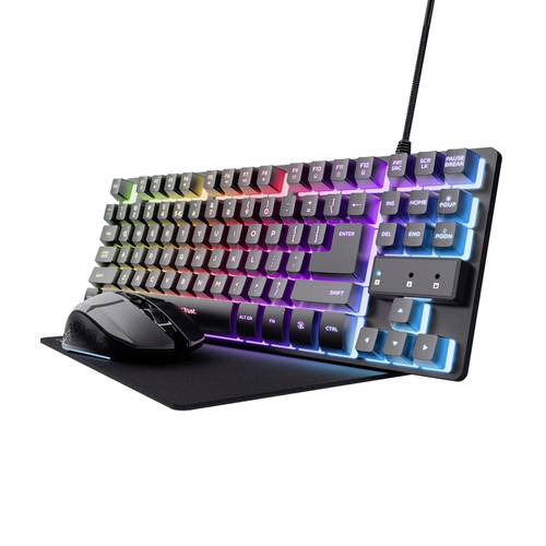 Trust GXT794 Kabelgebunden, Bluetooth® Gaming-Tastatur, Maus-Set Beleuchtet Deutsch, QWERTZ Schwarz von Trust