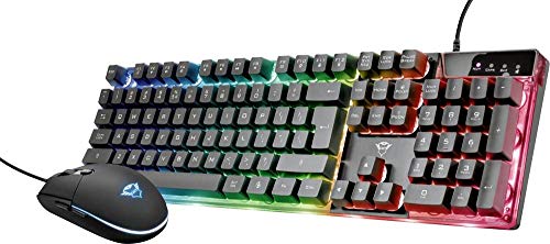 Trust Gaming GXT 838 Azor Gaming Tastatur und Maus Set, Deutsches QWERTZ Layout, LED Beleuchtung, Anti-Ghosting, 12 Mediatasten, PC Maus 800-3000 DPI, für Computer, Laptop, Mac - Schwarz von Trust