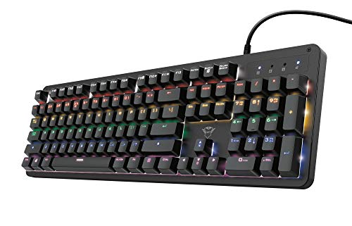 Trust Gaming GXT 863 Mazz Mechanische Tastatur mit UK-Layout - Mechanische Outemu Red Switches, Anti-Ghosting N-key Rollover, 14 Farbmodi, USB Plug & Play, PC/Mac/Laptop von Trust