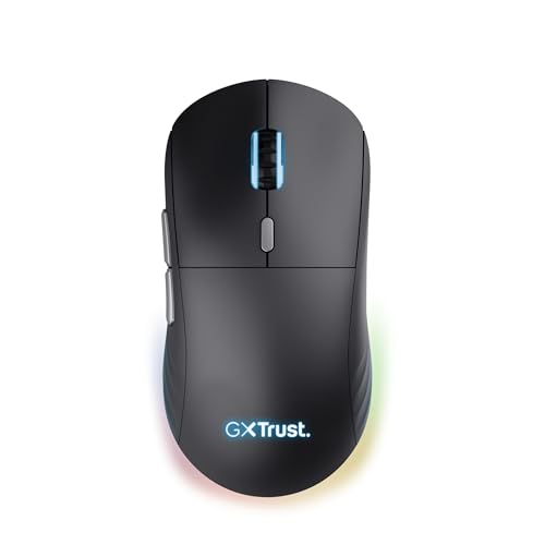 Trust Gaming GXT 926 Redex II Gaming Maus Kabellos 2.4GHz 65 Stunden Akkulaufzeit, Kailh-Schalter, 10000 DPI, 6 Programmierbare Tasten, Wiederaufladbare Gaming-Maus Laptop Computer – Schwarz von Trust