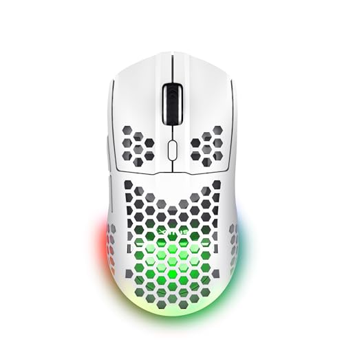 Trust Gaming GXT 929 Helox Kabellose Gaming Maus, Ultraleichte Maus 75g, 80h Dauerbetrieb, 2,4-GHz-Mikro-USB-Empfänger, Einstellbare DPI (800-4800), 6 Programmierbare Tasten, Gaming PC MMO - Weiß von Trust Gaming