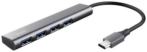 Trust Halyx-4-port 1+4 Port USB-C® (USB 3.2 Gen 2) Multiport Hub Dunkelgrau von Trust