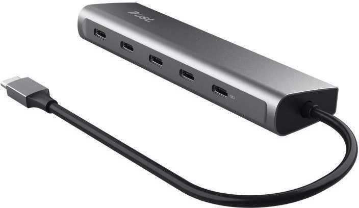 Trust Halyx. Hostschnittstelle: USB 3.2 Gen 1 (3.1 Gen 1) Type-C, Hub-Schnittstellen: USB Typ-C. Produktfarbe: Silber, Gehäusematerial: Acrylnitril-Butadien-Styrol (ABS), USB-Stromversorgung bis zu: 100 W. Unterstützung anderer Betriebsysteme: ChromeOS. Breite: 127 mm, Tiefe: 16 mm, Höhe: 32 mm. Menge pro Packung: 1 Stück(e) (25136) von Trust