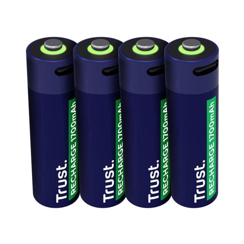 Trust Haushaltsbatterie Wiederaufladbarer Akku AA für USB-C von Trust