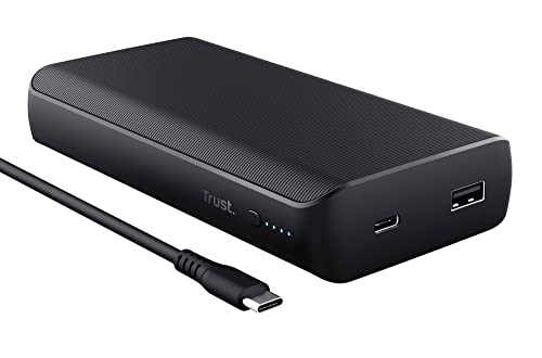 Trust Laro Powerbank 65W 20000mAh, Power Bank mit Schnellladefunktion, Power Delivery, Quick Charge 3.0, Mit USB-C Kabel, für Laptop/MacBook/MacBook Pro/MacBook Air Switch von Trust